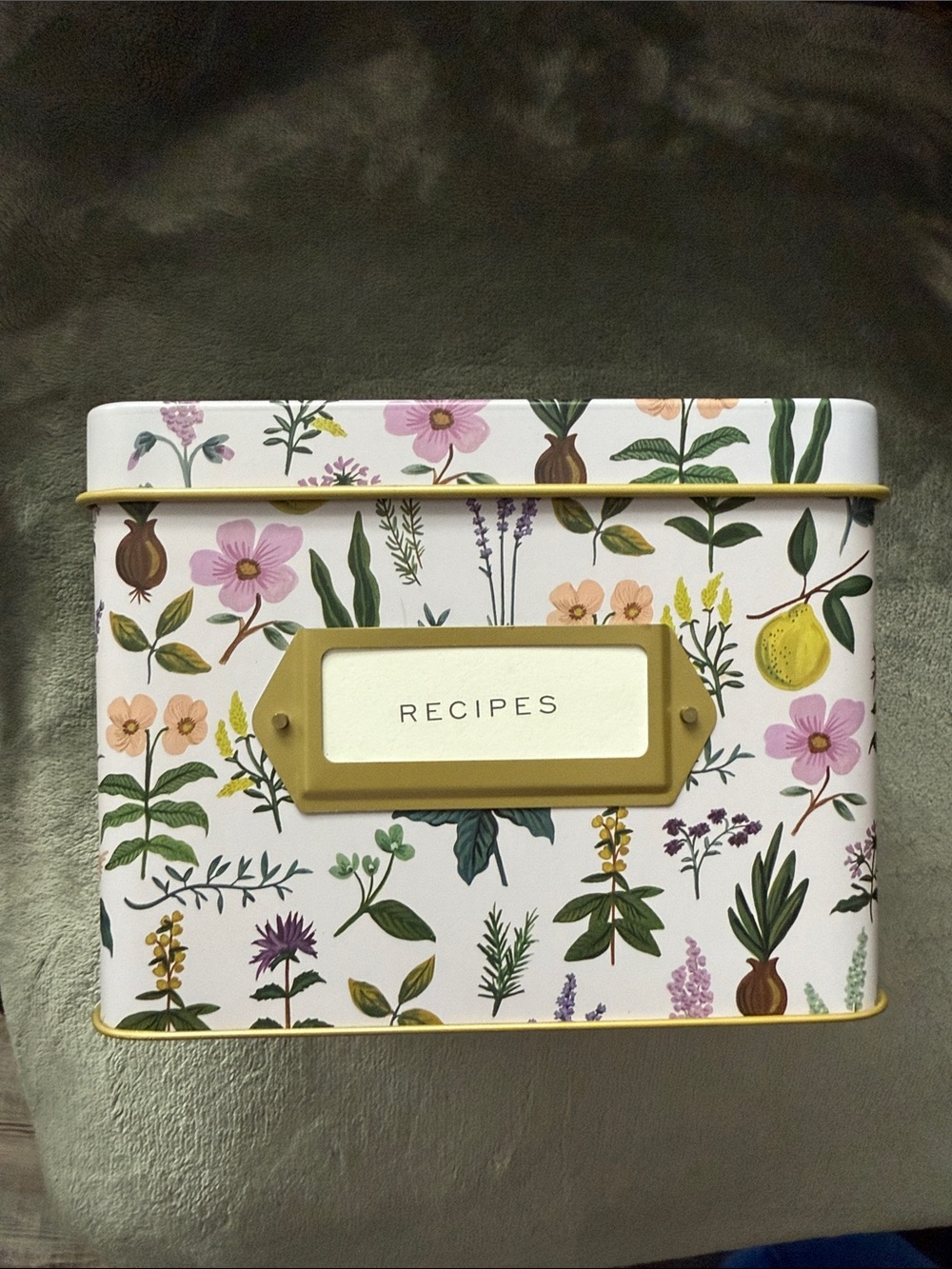 Rifle Paper Co. Floral Recipe Tin in Pink, Yellow & Green